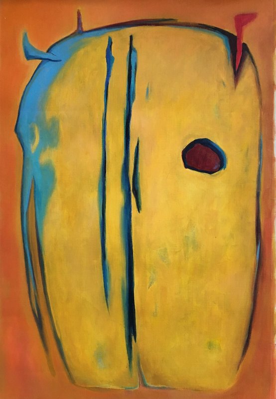 Oljemålning Yellow mask av Dora Krincy