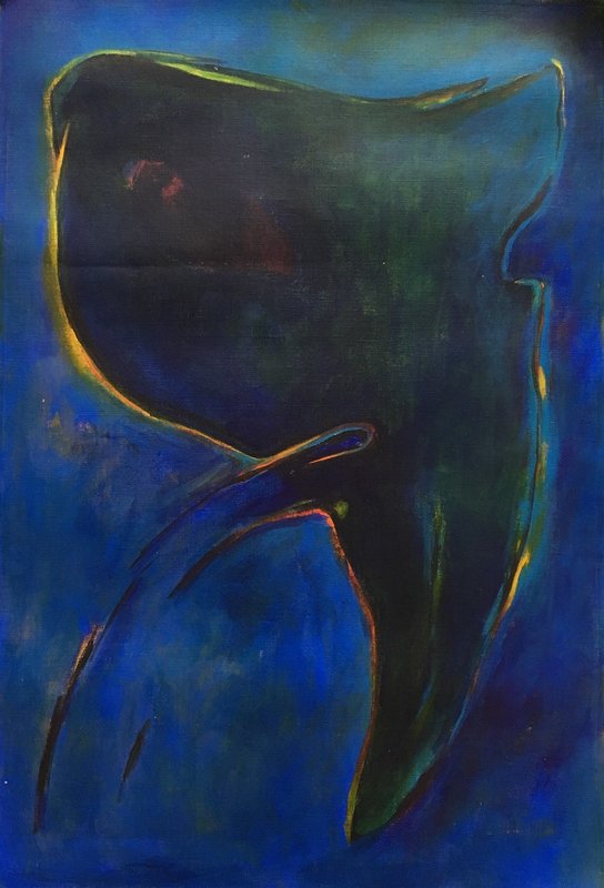 Oljemålning Blue mask av Dora Krincy