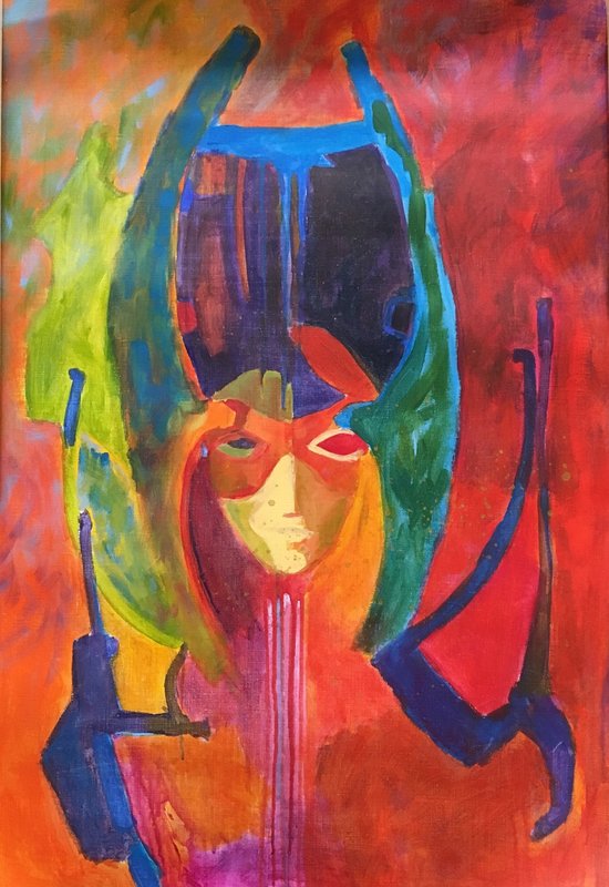Akrylmålning Mask Colour av Dora Krincy