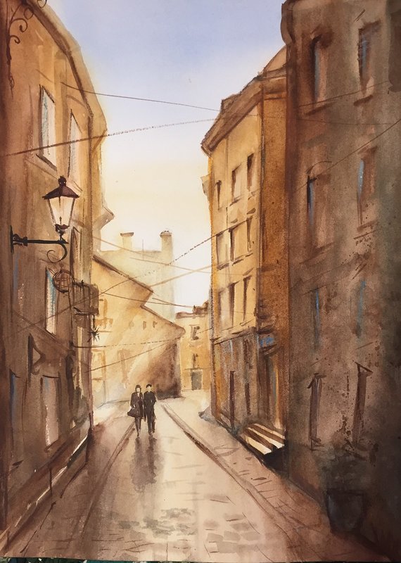 Akvarell Prag av Tanya Lundmark