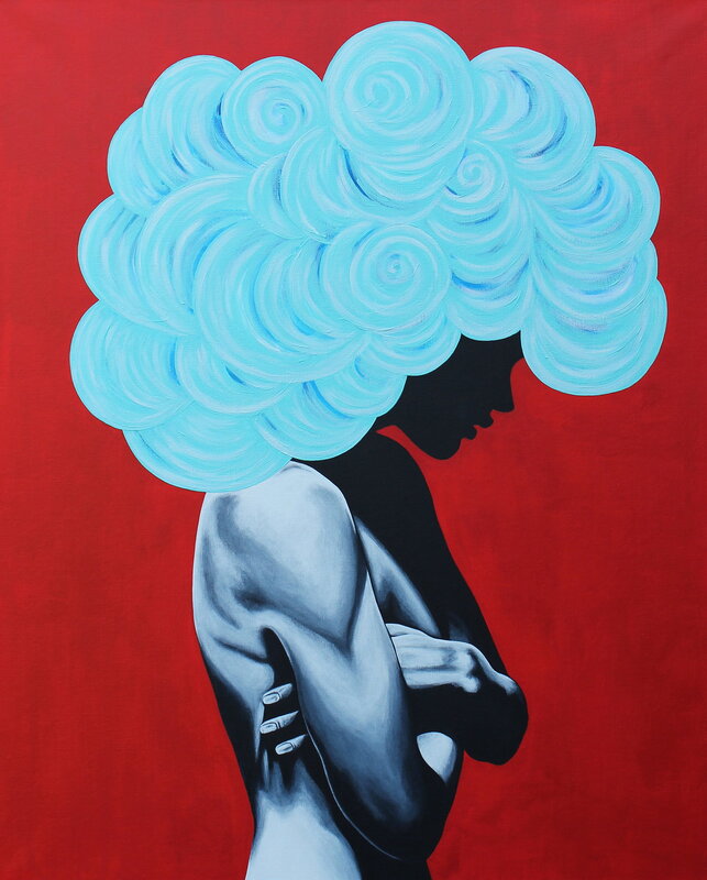 Akrylmålning Cloudy Head av Susanne Cederlund