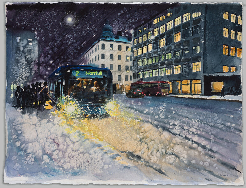 Akvarell Värme (Renstiernas gata) av Tommy Østman