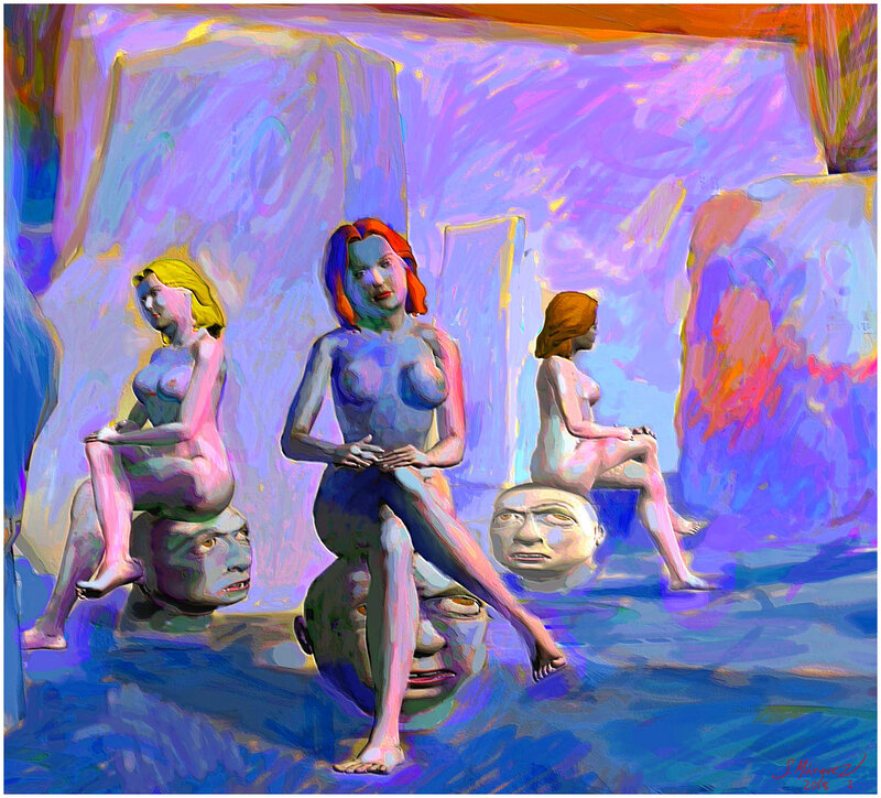 Tre kvinnor Digital målning av Sebastian Marquez