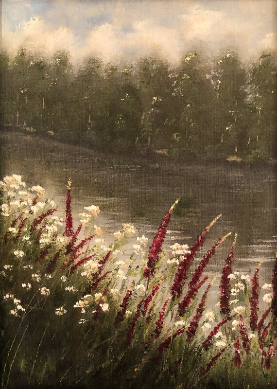 Oljemålning Vid kanten av kanalen av Helen Boreson Holmberg