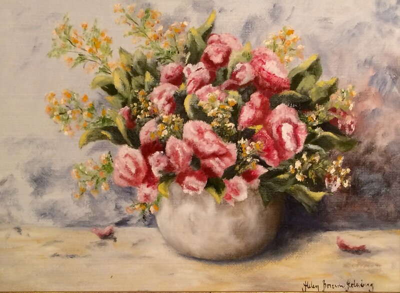 Oljemålning Blommor i kruka av Helen Boreson Holmberg