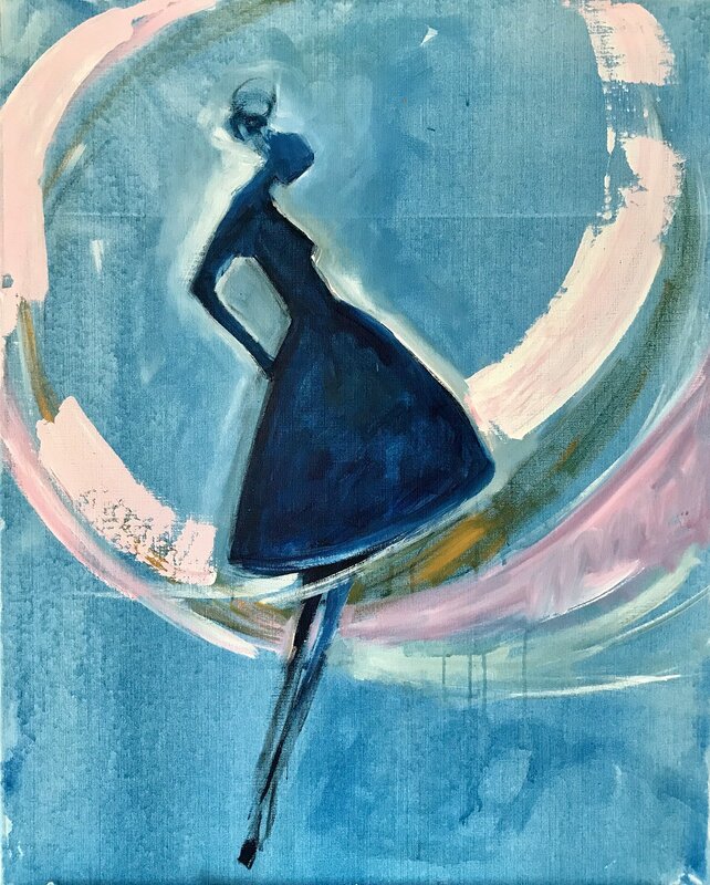 Akrylmålning Kvinna i rörelse av Anna Wilhelmsson