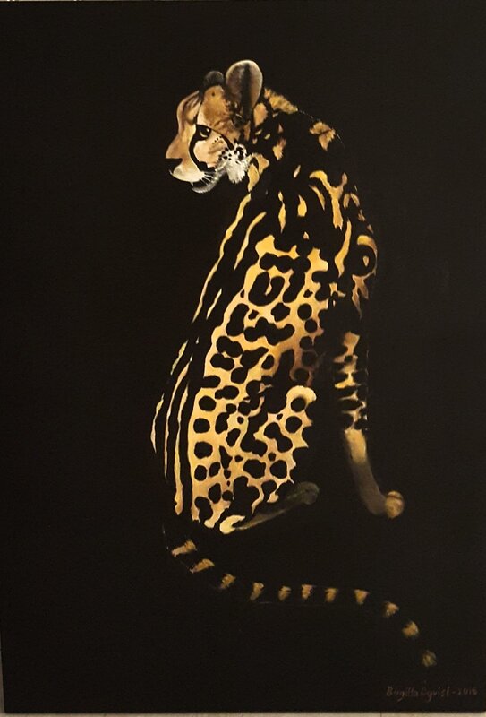 Akrylmålning Gepard av Birgitta Öqvist