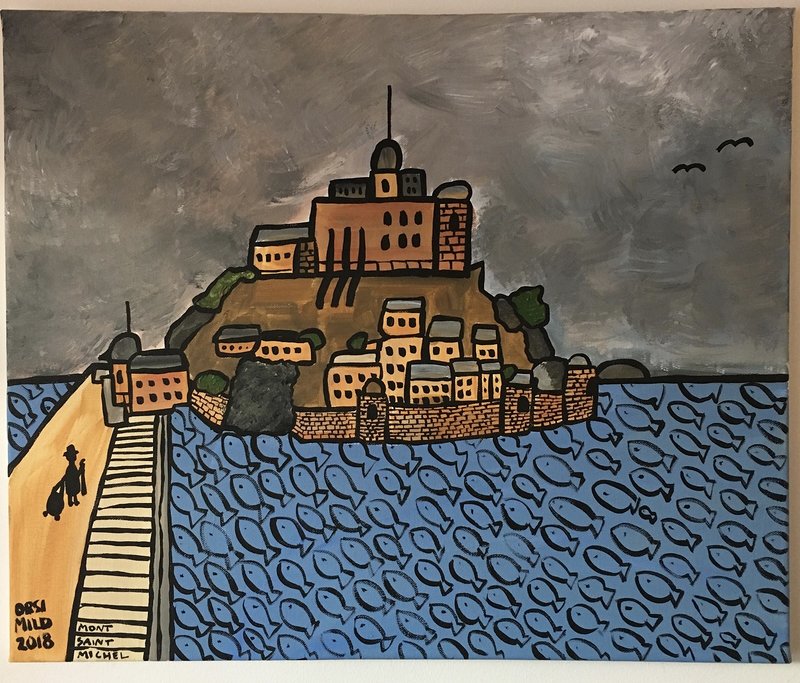 Akrylmålning Mont Saint Michel av Orsi Mild