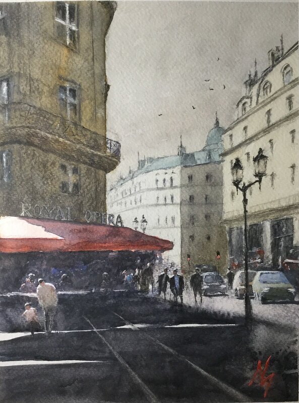 Akvarell Paris av Niklas Gustafsson