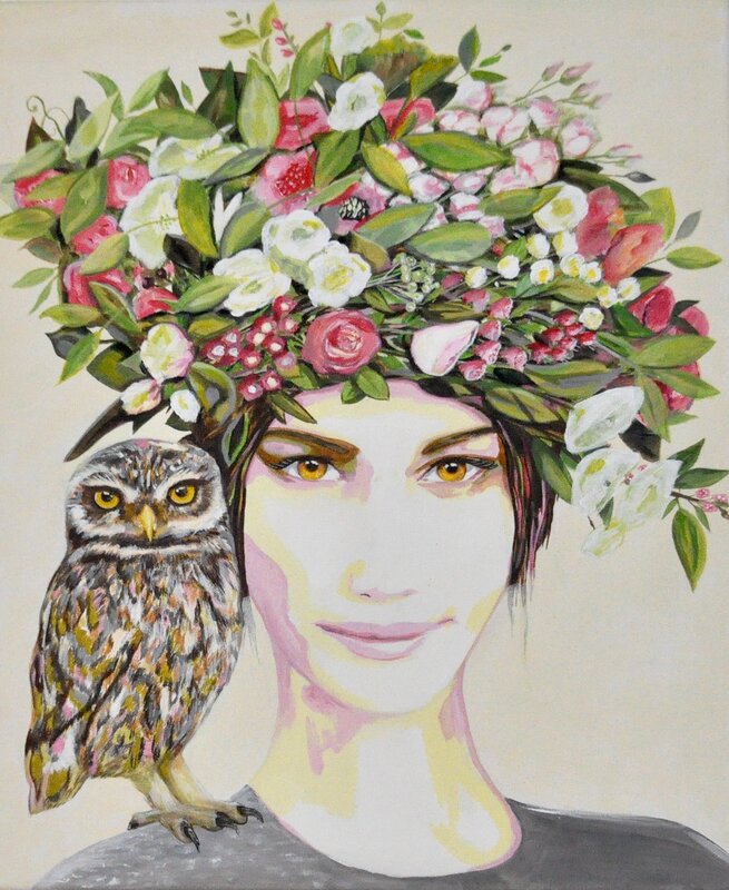 Akrylmålning Bird selfie 2. av Karin Vallin
