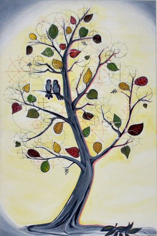 Akrylmålning Livets träd av Karin Vallin