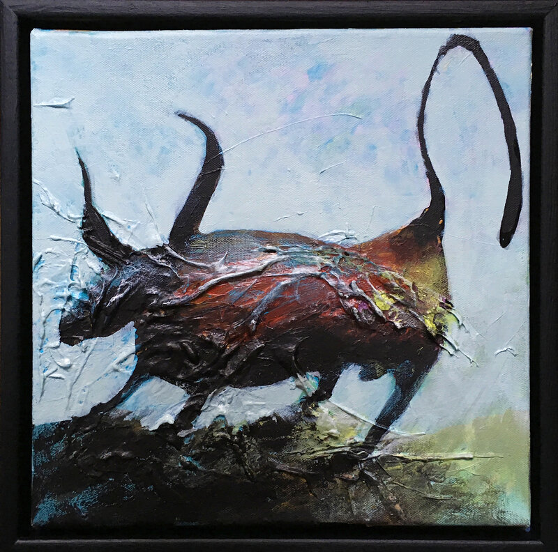 Akrylmålning Den koleriske tjuren av Lennart Jensen