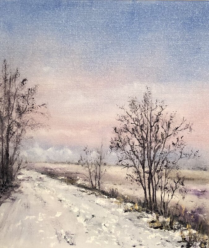 Oljemålning Januarimorgon av Helen Boreson Holmberg