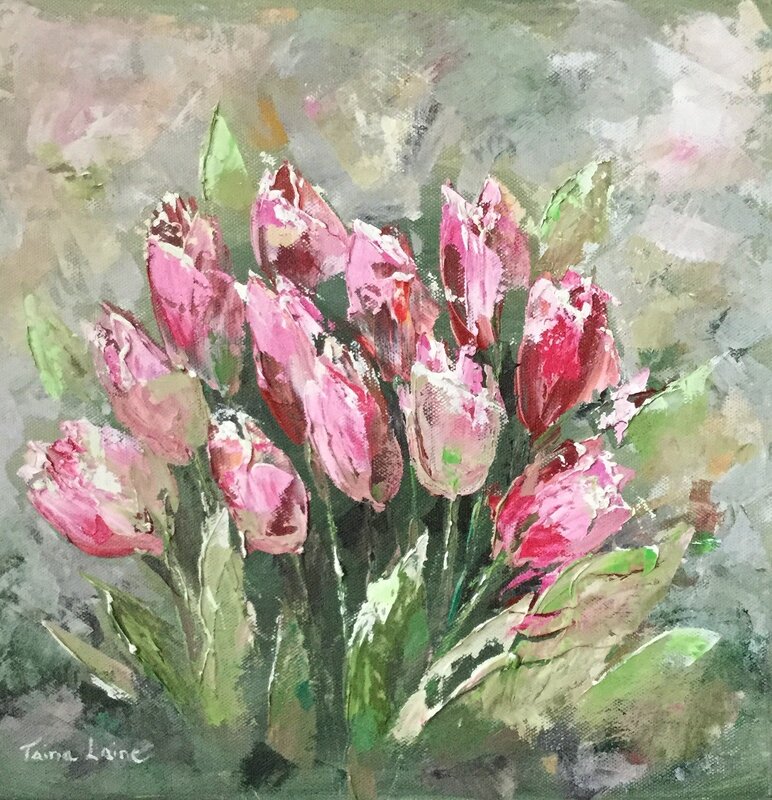 Akrylmålning Vårens blommor 1 av Taina Laine