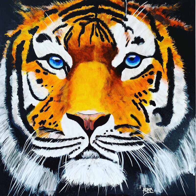 Akrylmålning Tiger av Adam Lunderup