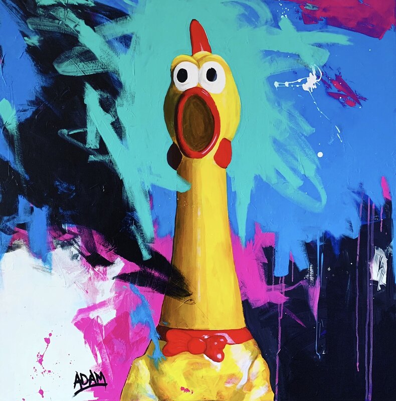 Akrylmålning Birdie Num-num av Adam Lunderup