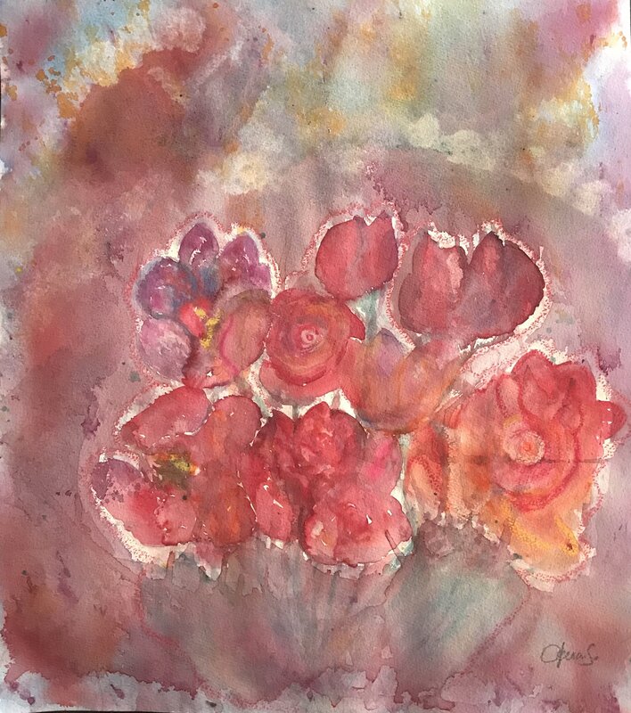 Akvarell Flowering Inspiration av Lena Sjöberg