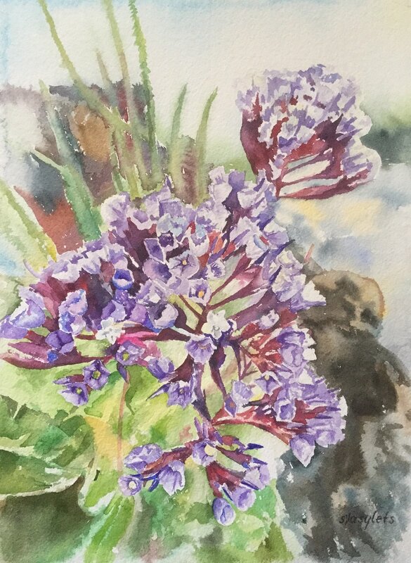 Akvarell Blommor från Teneriffa av Svitlana Vasylets