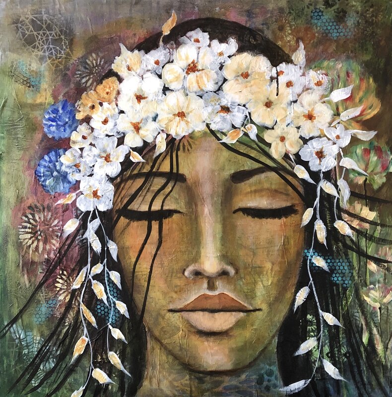 Akrylmålning Blomkransen av Annelie Wadin
