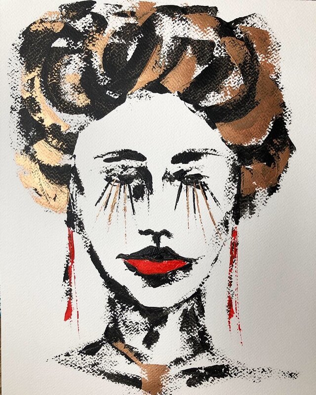 Akrylmålning Geisha redlip av Susanne Cederlund