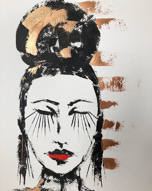 Akrylmålning Chinese girl av Susanne Cederlund