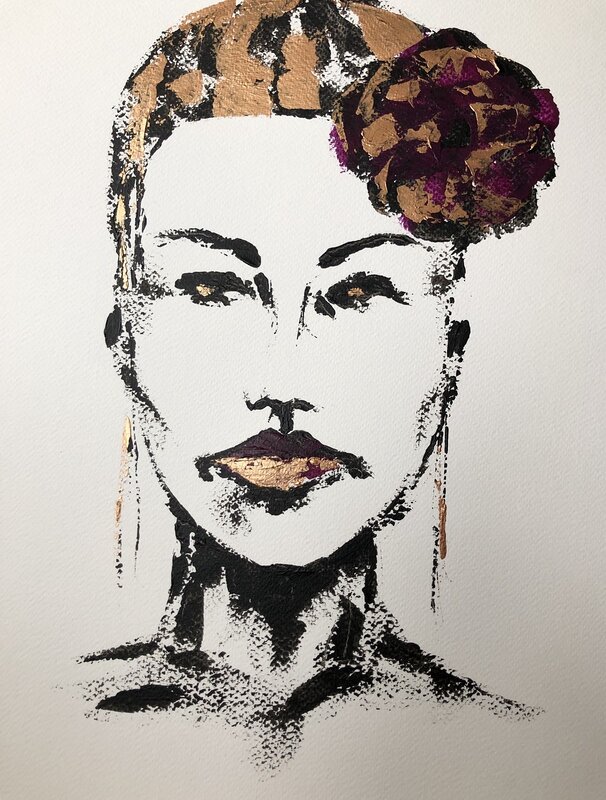 Akrylmålning Me and my flower av Susanne Cederlund