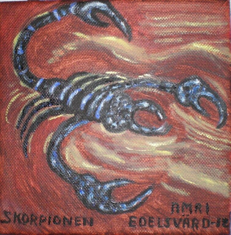 Oljemålning Skorpion av Amri Margareta Edelsvärd