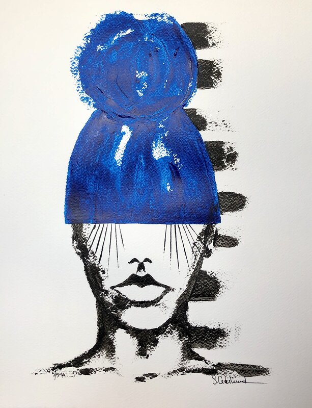 Akrylmålning Miss Blue av Susanne Cederlund