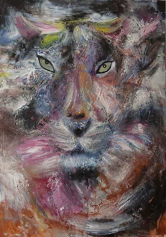 Akrylmålning Lynx av Alexandra Petropoulou
