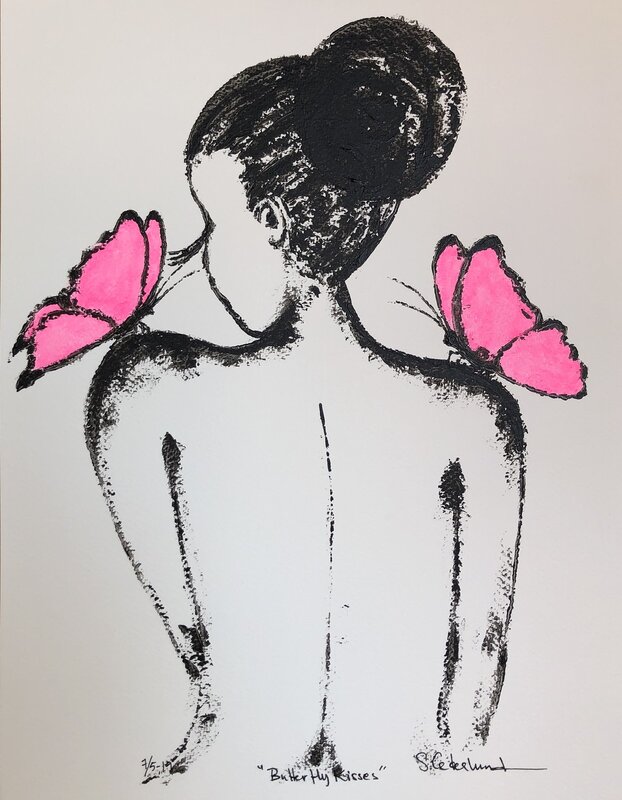 Akrylmålning Butterfly Kisses av Susanne Cederlund