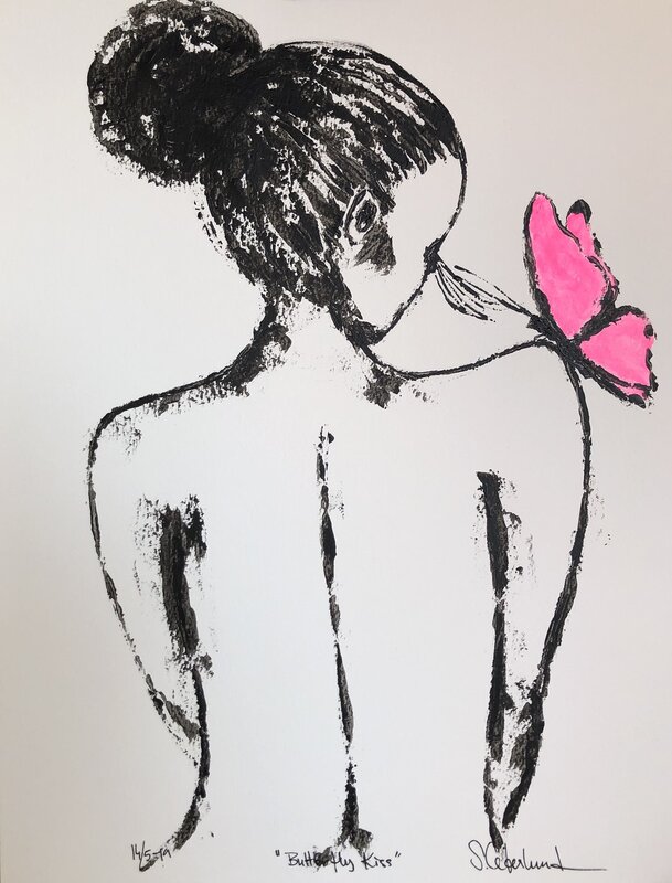Akrylmålning Butterfly Kiss av Susanne Cederlund