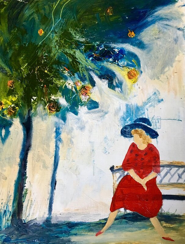 Oljemålning Under trädet av Gunilla Tuvin
