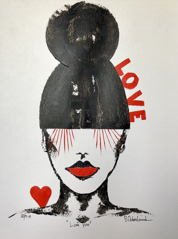 Akrylmålning Love You av Susanne Cederlund