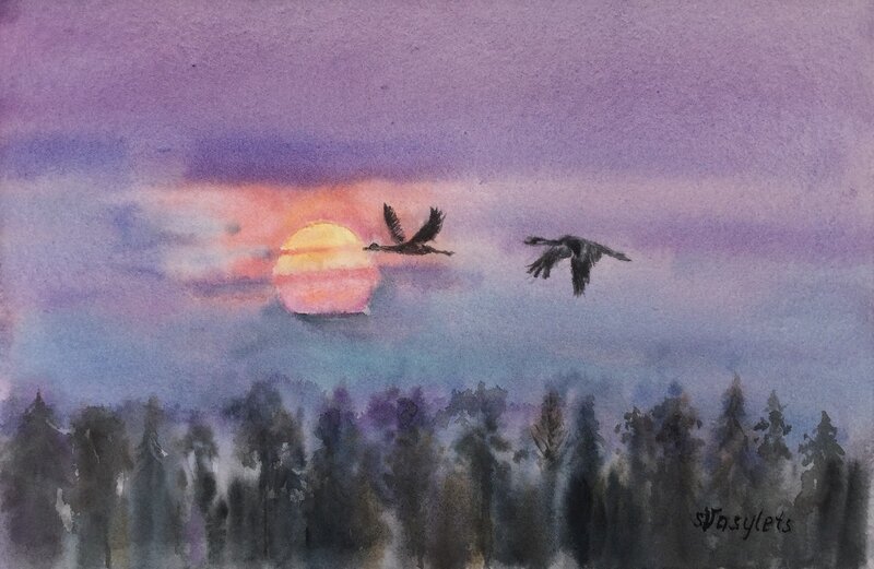 Akvarell I solnedgången av Svitlana Vasylets