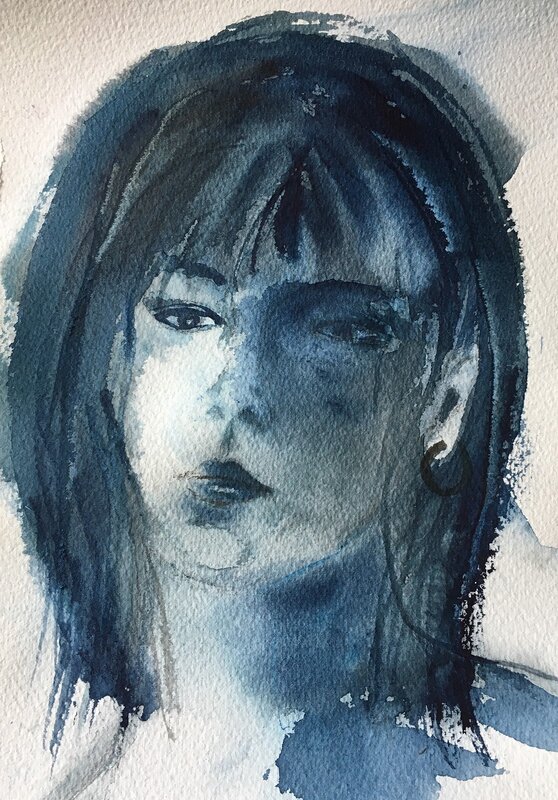 Akvarell Porträtt av Gunilla Tuvin