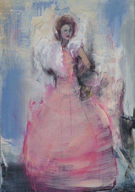 Akrylmålning Pink Angel av Karin Holmström