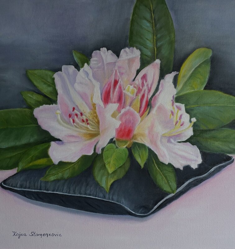 Oljemålning Det vackra rhododendron av Kajsa Stamenkovic