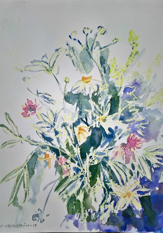 Akvarell Blombukett av Ulla Weckström