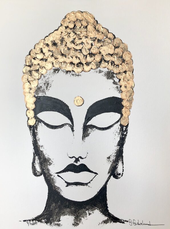 Akrylmålning Silent Buddha av Susanne Cederlund