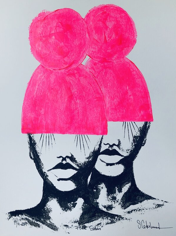 Akrylmålning Pink Sisters av Susanne Cederlund