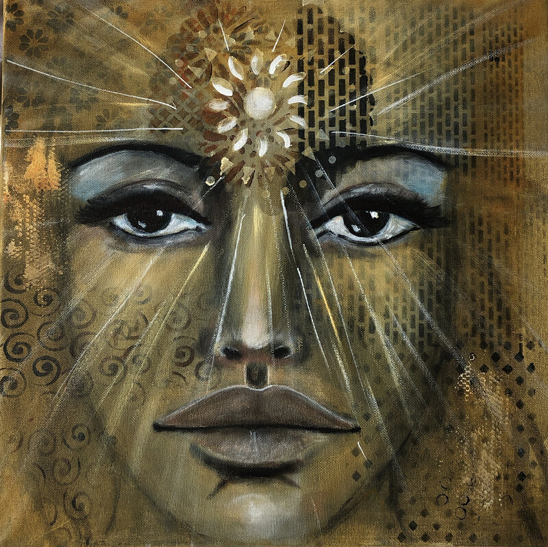 Akrylmålning Nefertiti av Annelie Wadin