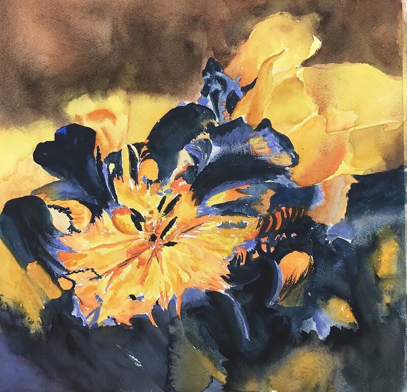 Akvarell Utblommad tulpan av Ewa Helzen